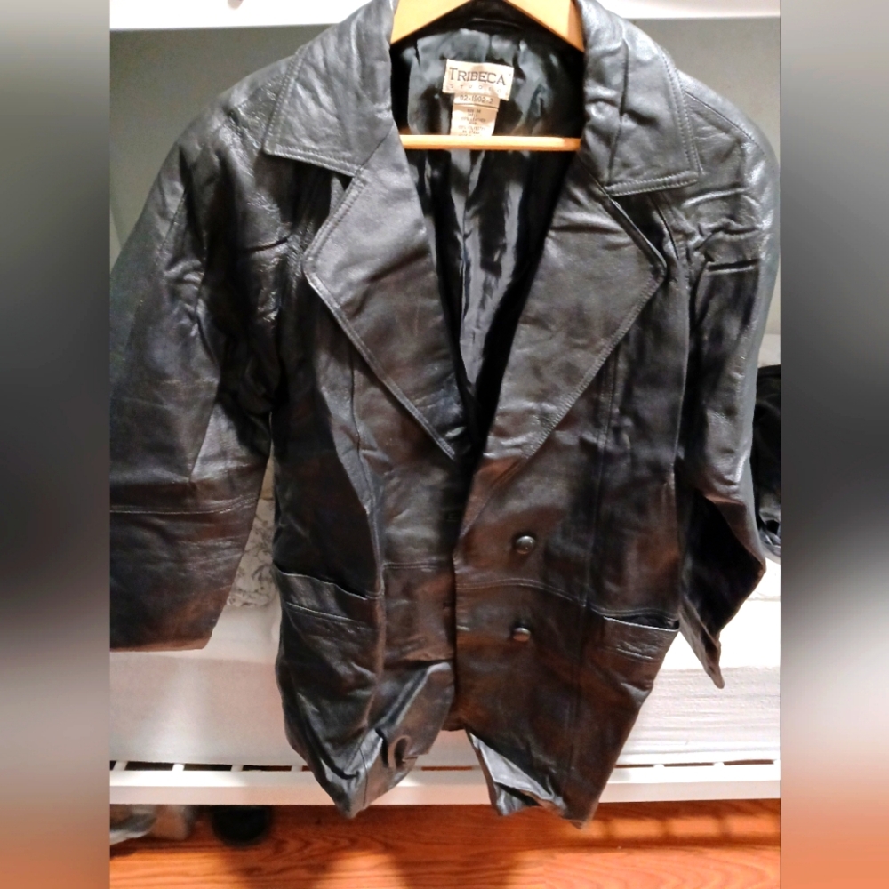 Women's Black Leather Jacket Tribeca
